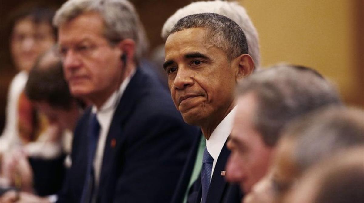 Obama, durant una reunió amb el president Xi, aquest dimecres a Pequín. Obama, durant una reunió amb el president Xi, aquest dimecres a Pequín.