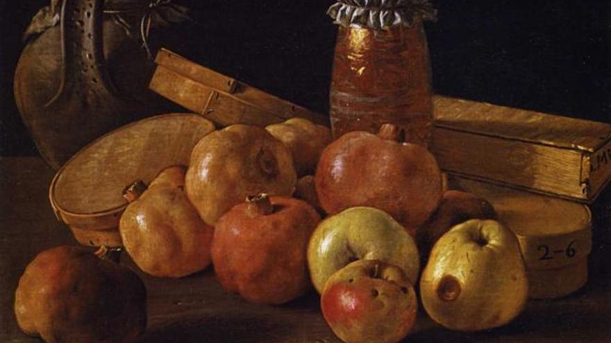 «Bodegón con granadas y manzanas, cajas de dulces y otros recipientes», obra de Luis Meléndez.