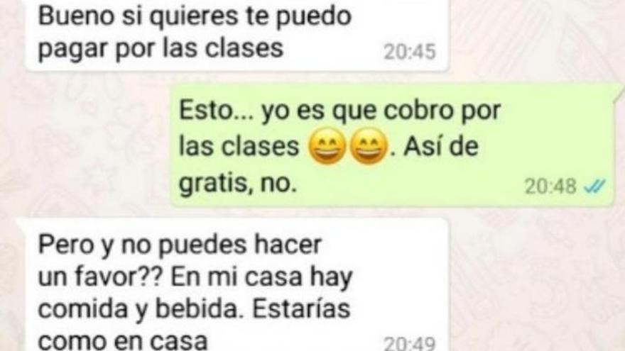 Captura de la conversación de WhattsApp.