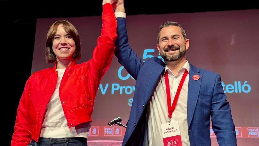 La secretaria general del PSPV-PSOE, Diana Morant, y el secretario general del PSPV-PSOE en la provincia de Castellón, Samuel Falomir