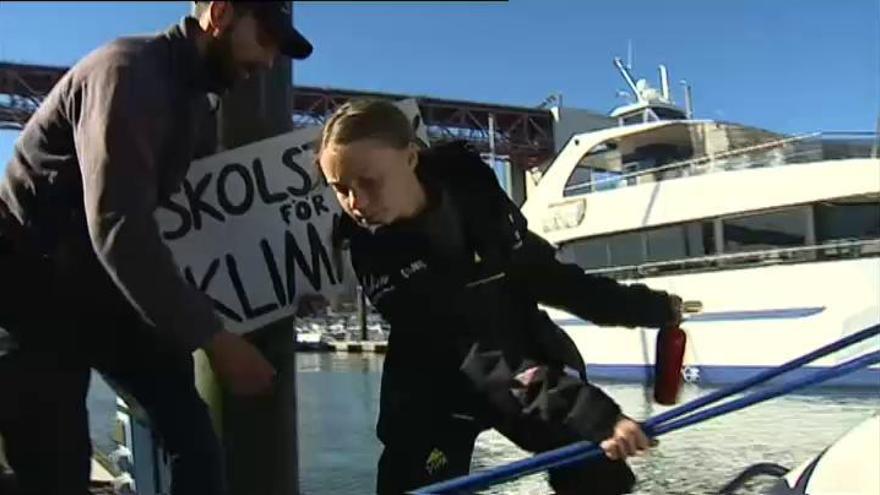 Greta Thunberg llega a Lisboa