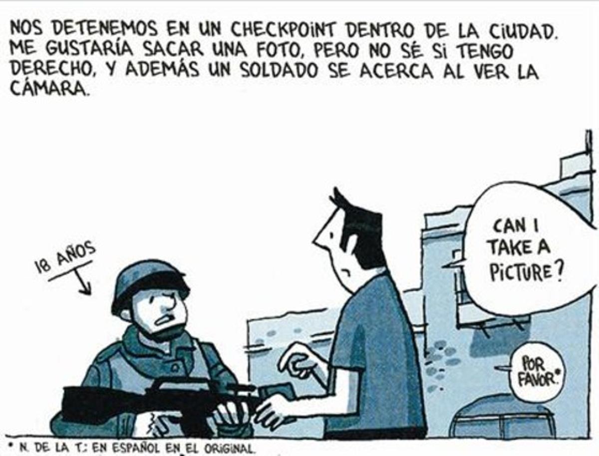 MIRADA CRÍTICA 3 A dalt, refugiats txetxens interrogats per Joe Sacco i la Jerusalem viscuda per Guy Delisle. A sota, l’Afganistan dels 80 darrere de la càmera de Didier Lefèvrè; iraquians a Síria, per Sarah Glidden, i la Cambodja khmer de Tian.