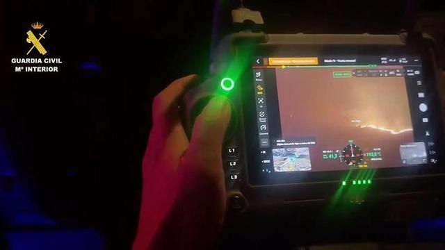 La Guardia Civil vigila con drones el incendio de Los Gallardos