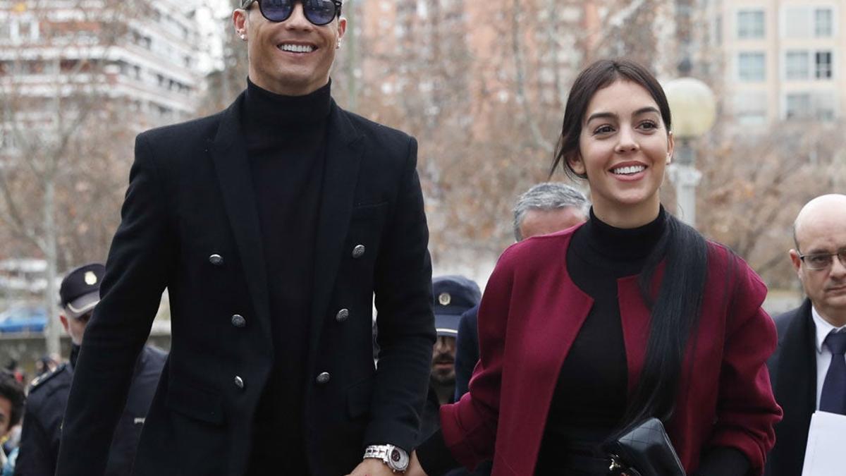 Cristiano Ronaldo y Georgina Rodríguez, a su llegada a los juzgados de Madrid por los líos con Hacienda