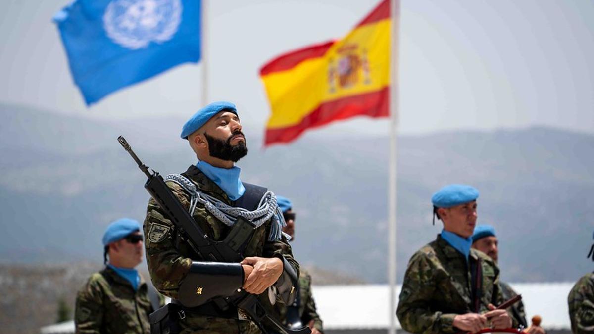 Cascos azules españoles en la base libanesa de Marjayún