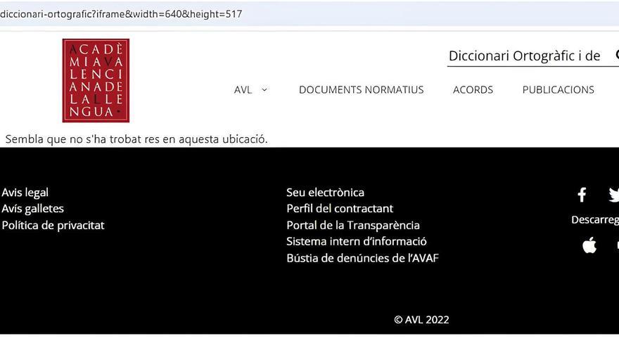 La AVL retira de su web el primer diccionario que publicó