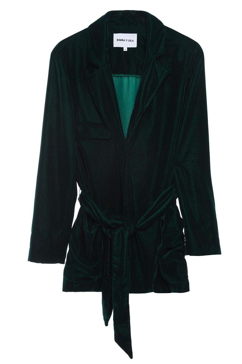 Chaqueta de terciopelo verde de Bimba &amp; Lola (185€)