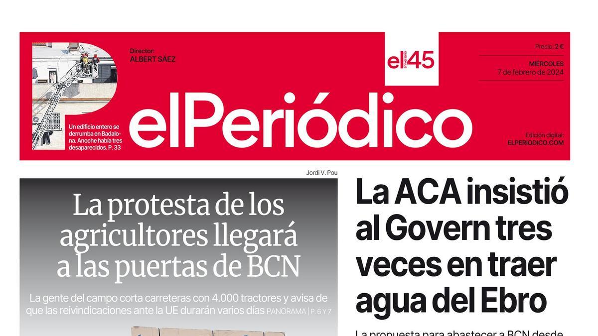 La portada de EL PERIÓDICO del 7 de febrero de 2024
