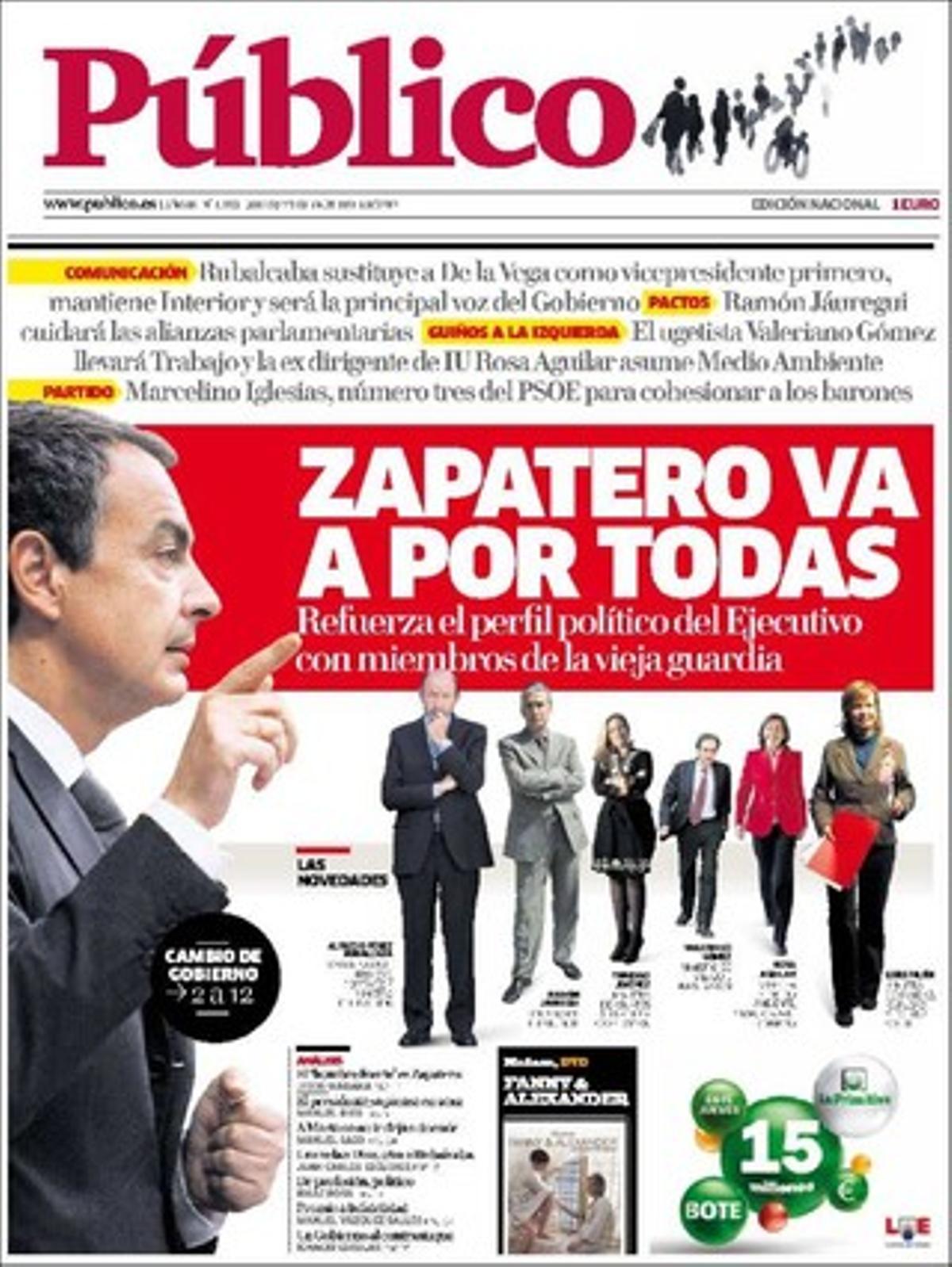 ’Público’ realça a dins que els sahrauís alcen un mar de haimes a prop d’Aaiun per demanar justícia i drets econòmics, que l’Agència Europea de Seguretat Alimentària emet per tercera vegada un veredicte negatiu sobre més de 800 suposades propietats saludables d’aliments funcionals, que la Junta d’Andalusia delega en els alcaldes l’edificació als parcs, que s’ha detectat la galàxia més llunyana --s’hauria generat gairebé amb l’univers, fa més de 13.000 milions d’anys-- i que la NBA ha prohibit unes vambes que proporcionen una millora de nou centímetres en el salt.