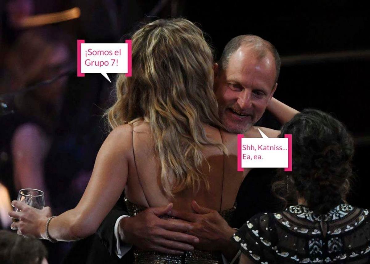 Jennifer Lawrence y Woody Harrelson en los Oscar