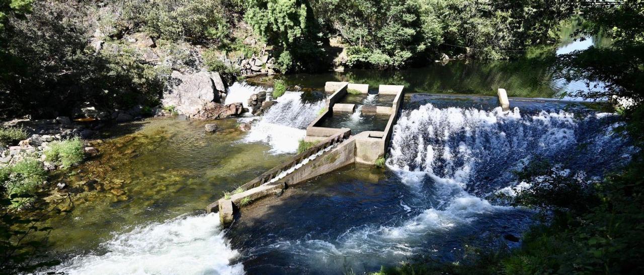 Presa del Lérez en Monte Porreiro, donde se localiza la captación de agua en el río para la población.
