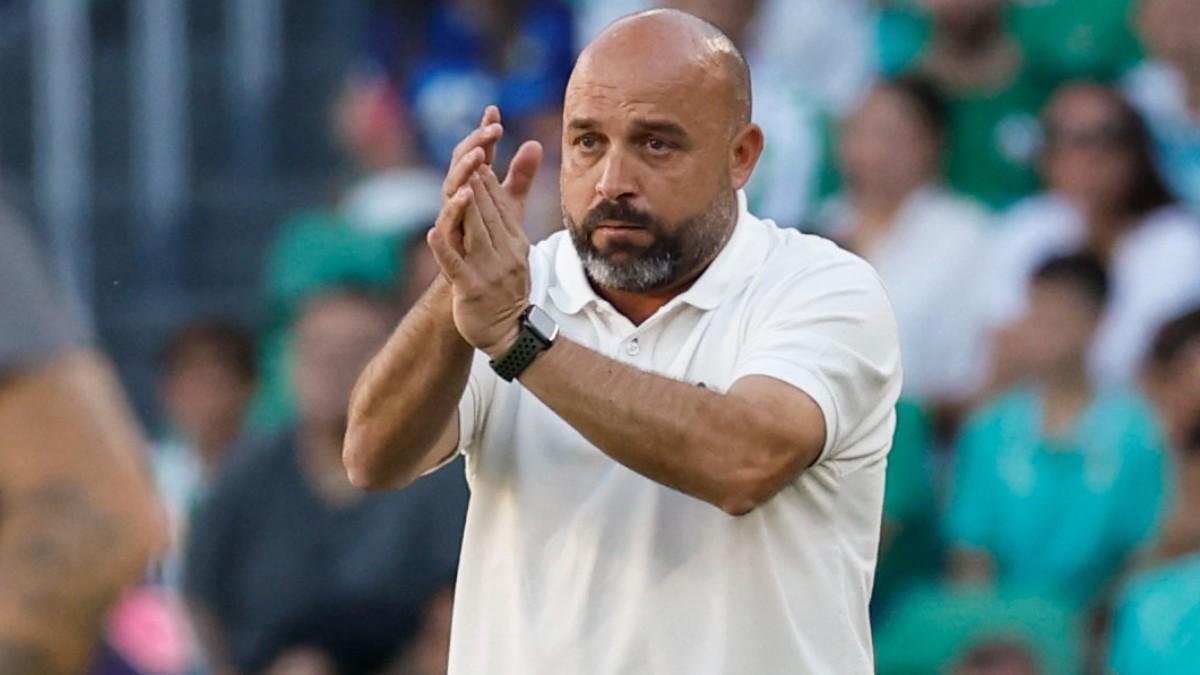 Manolo González, en el encuentro frente al Real Betis