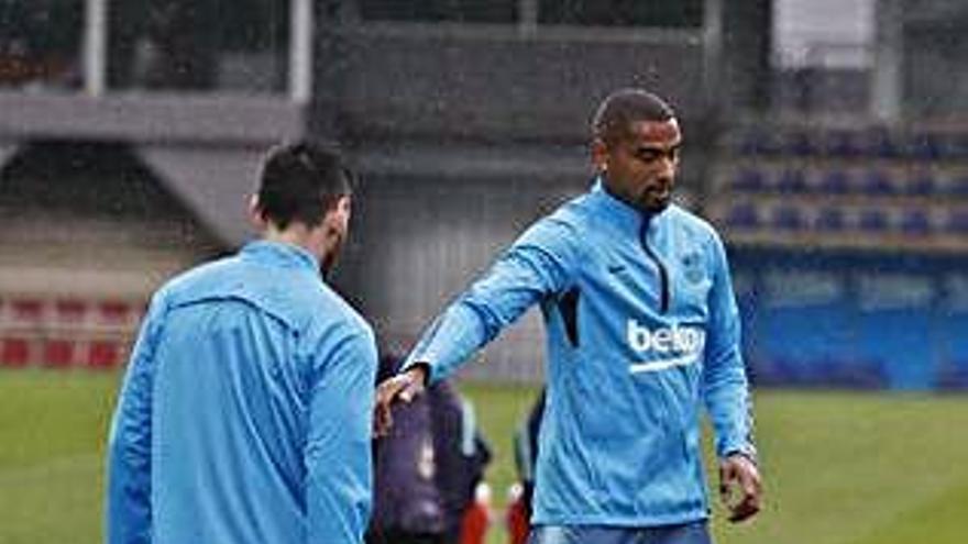 Boateng, en l&#039;entrenament d&#039;ahir del Barça.