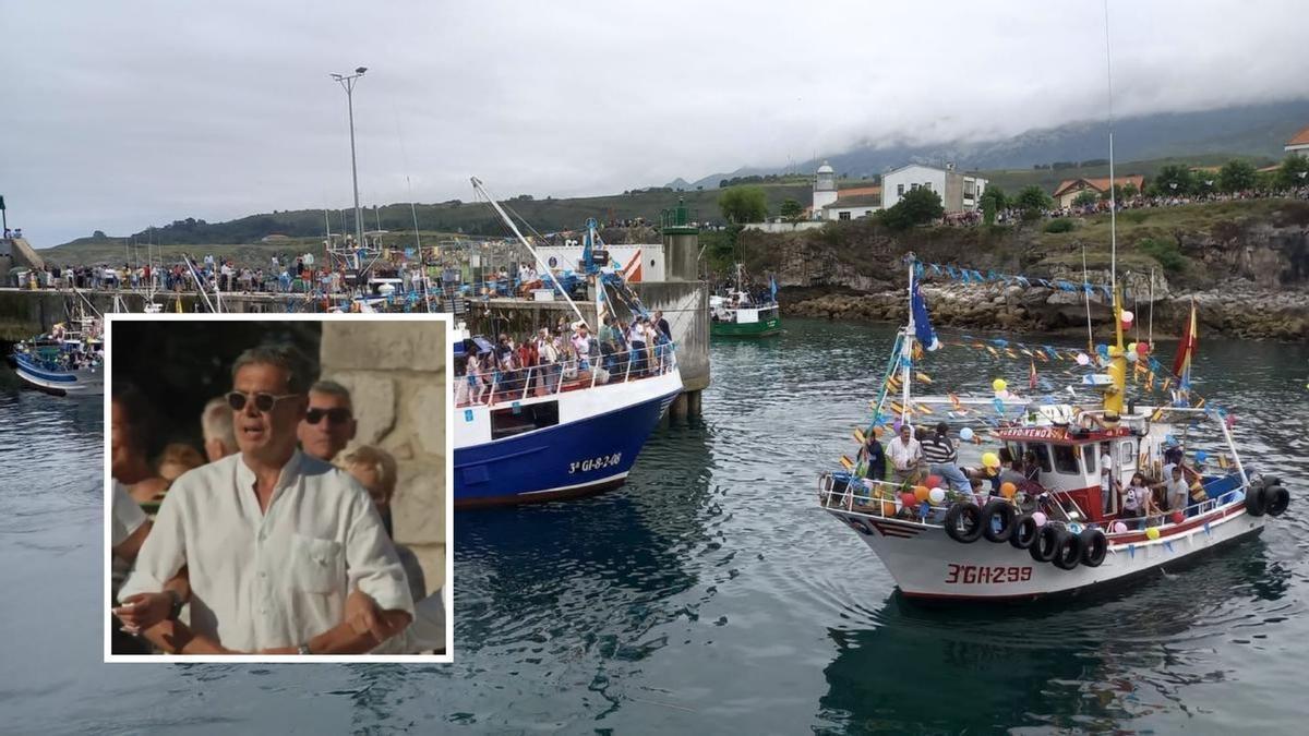 La procesión marítima de Llanes, y en el recuadro, Hevia bailando la danza prima