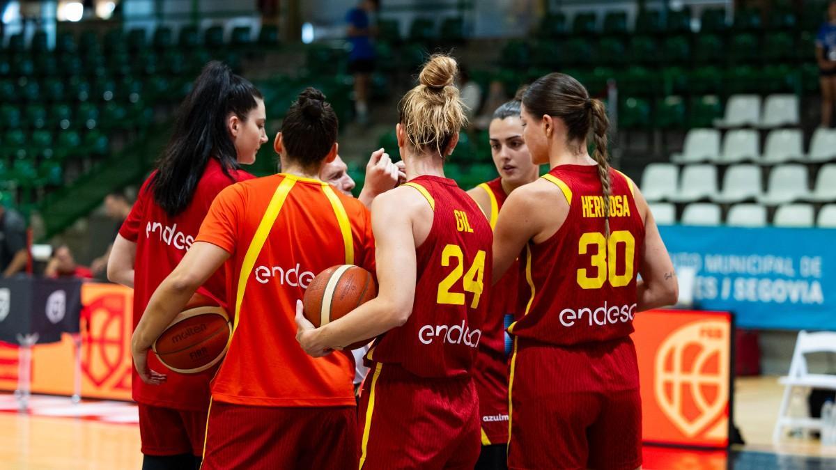 Las jugadoras de España, durante el partido