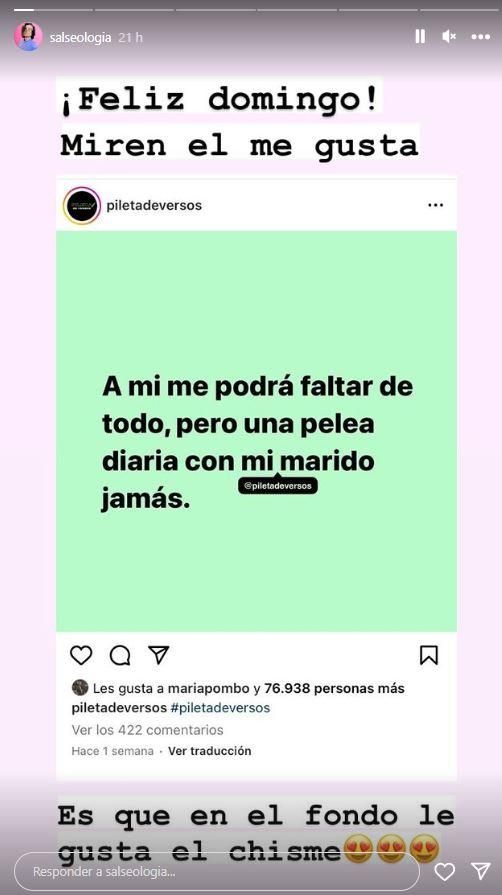 María Pombo da 'like' y muestra su relación con Pablo Castellano