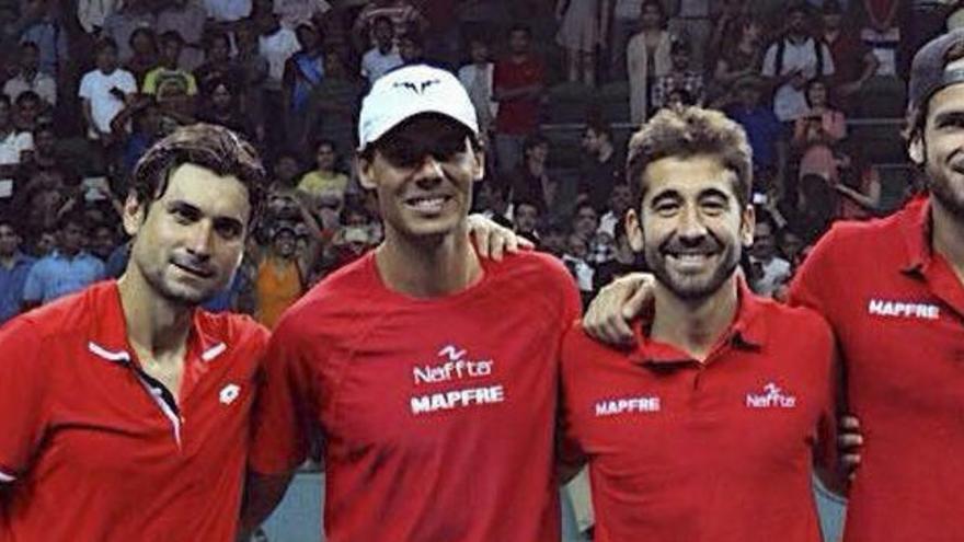 David Ferrer, Marc López, Rafa Nadal y Feliciano López.