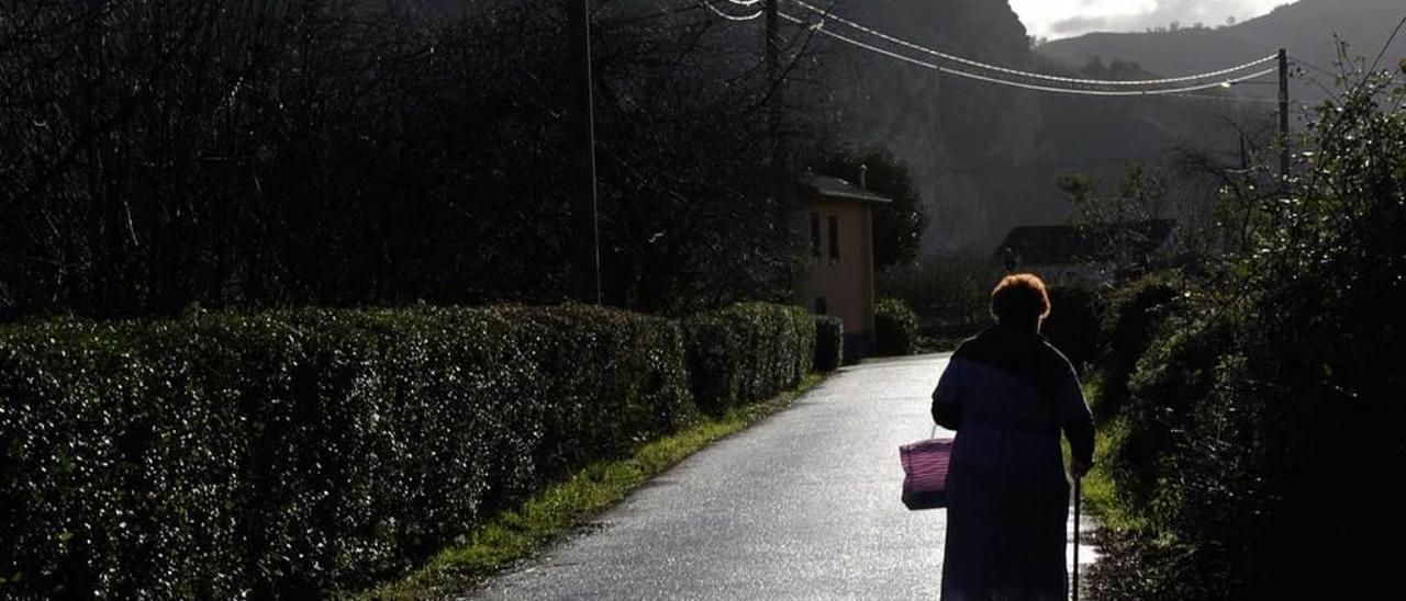 Un camino del Oviedo rural, en Caces.