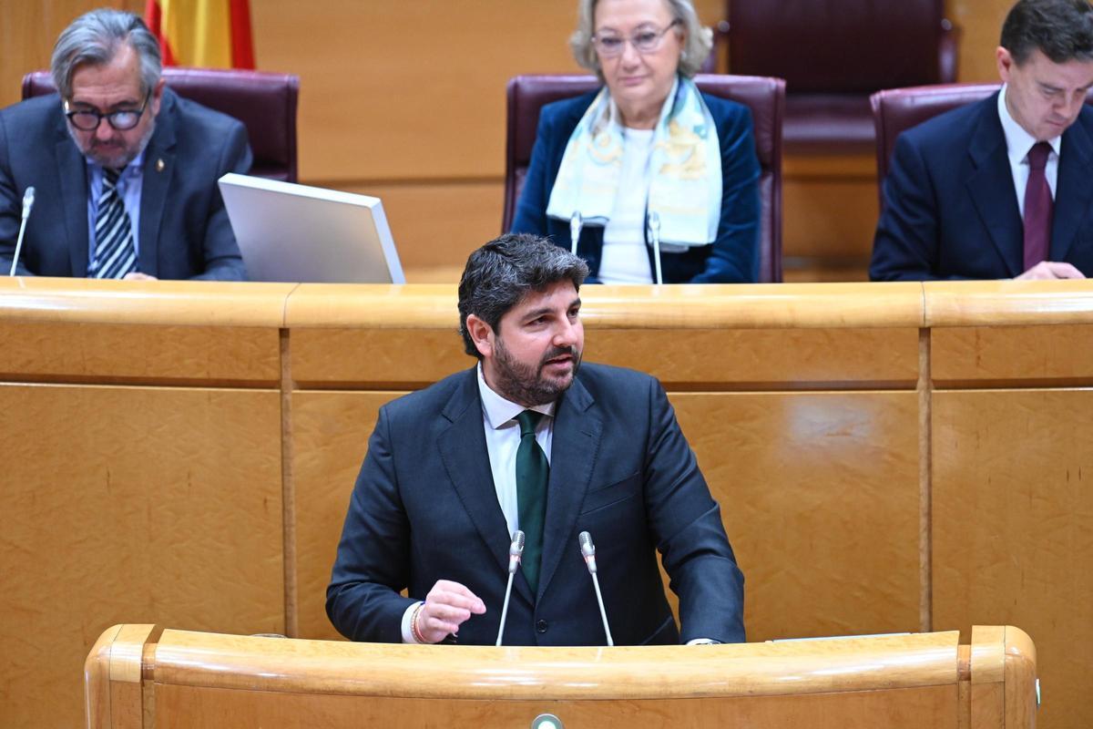 Fernando López Miras, este lunes en el Senado.