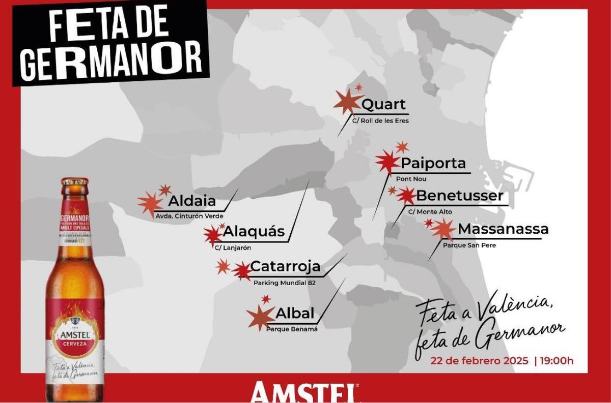 Ubicación de los disparos de la mascletà de Amstel y Caballer