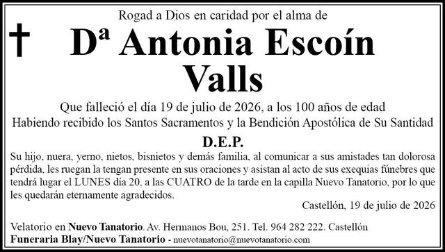 Dª Antonia Escoín Valls
