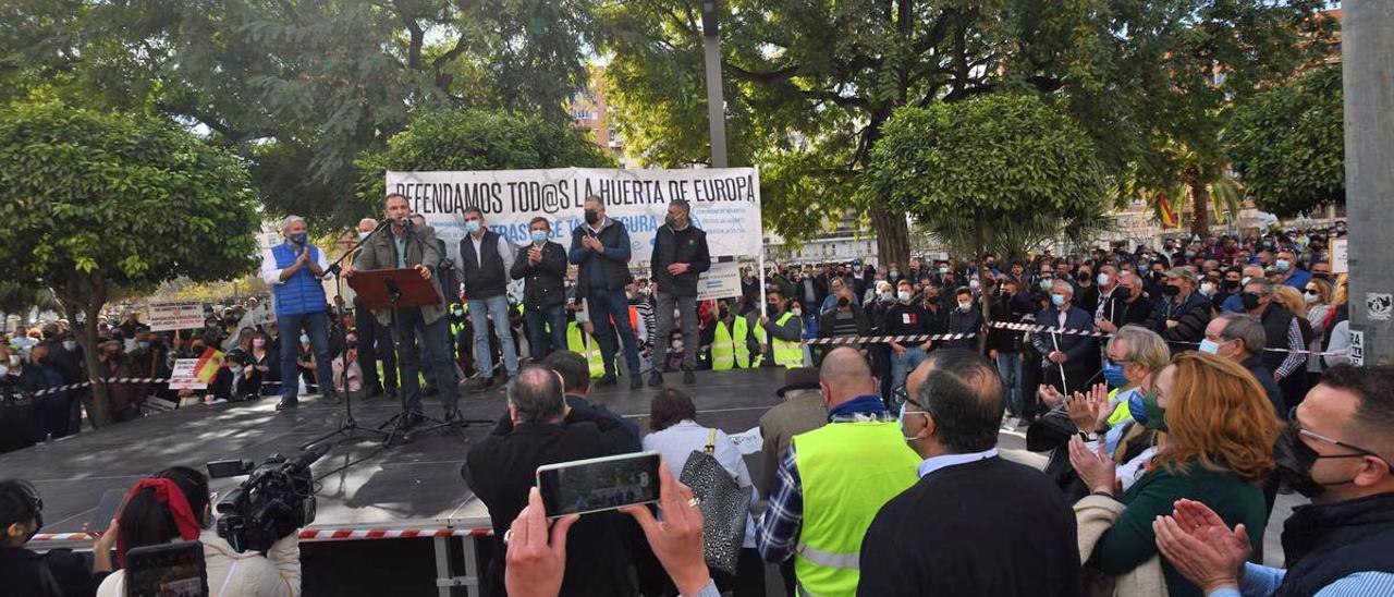 Agricultores, durante una manifestación en Murcia.