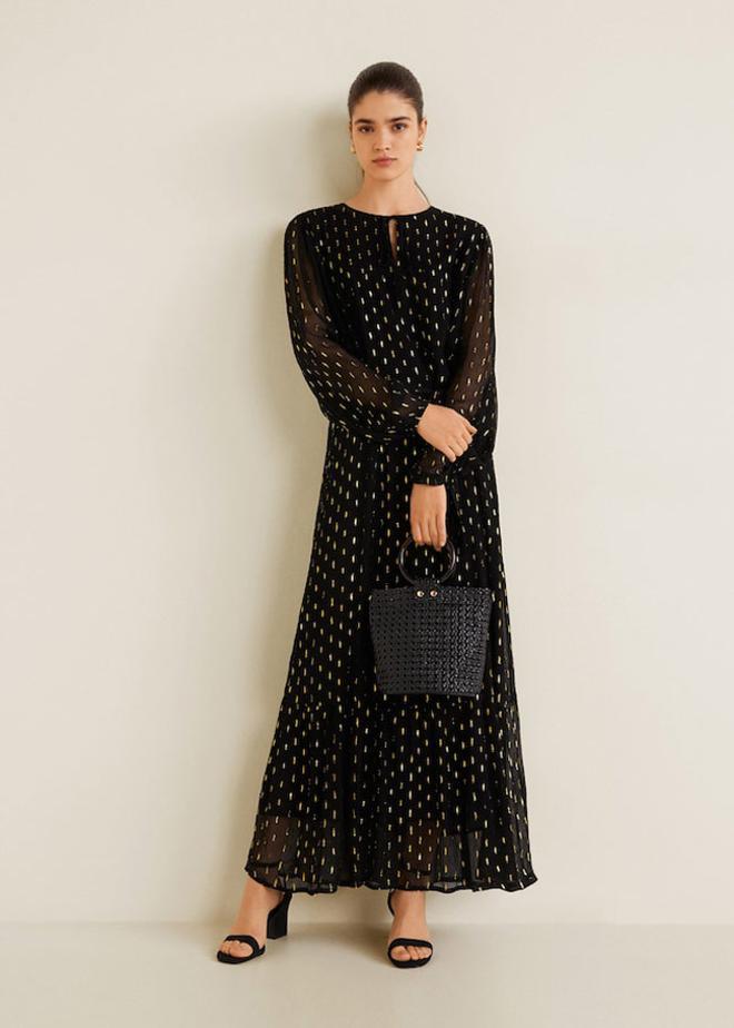 Vestido largo jacquard lúrex de Mango