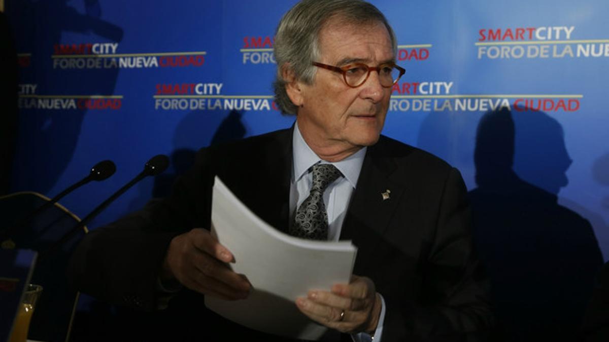 El alcalde de Barcelona, Xavier Trias, durante una rueda de prensa, el pasado febrero en Madrid.