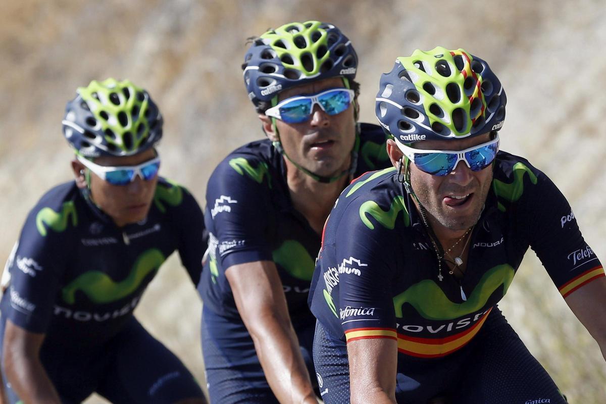 Valverde, a la derecha, en una etapa Cazorla-Córdoba de la Vuelta 2015.