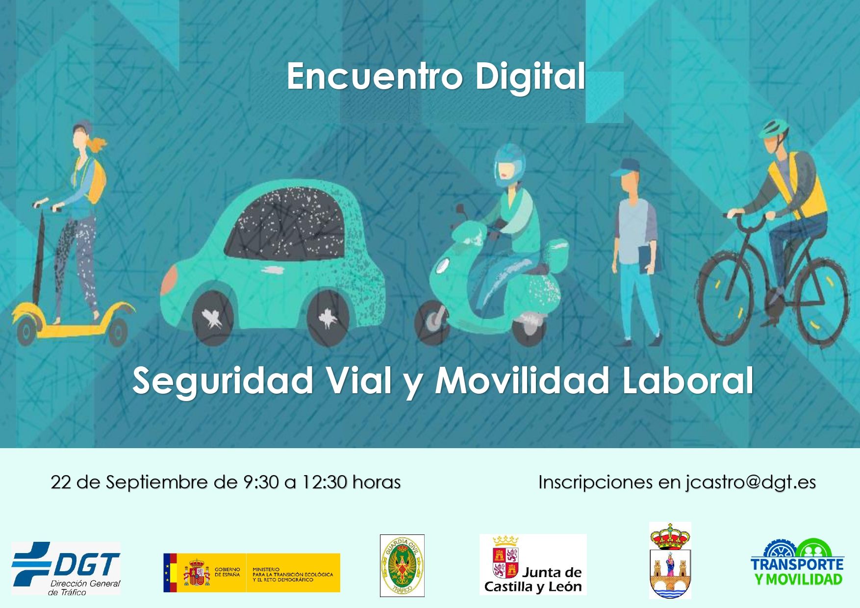 Cartel del Encuentro Digital sobre Seguridad Vial Laboral.