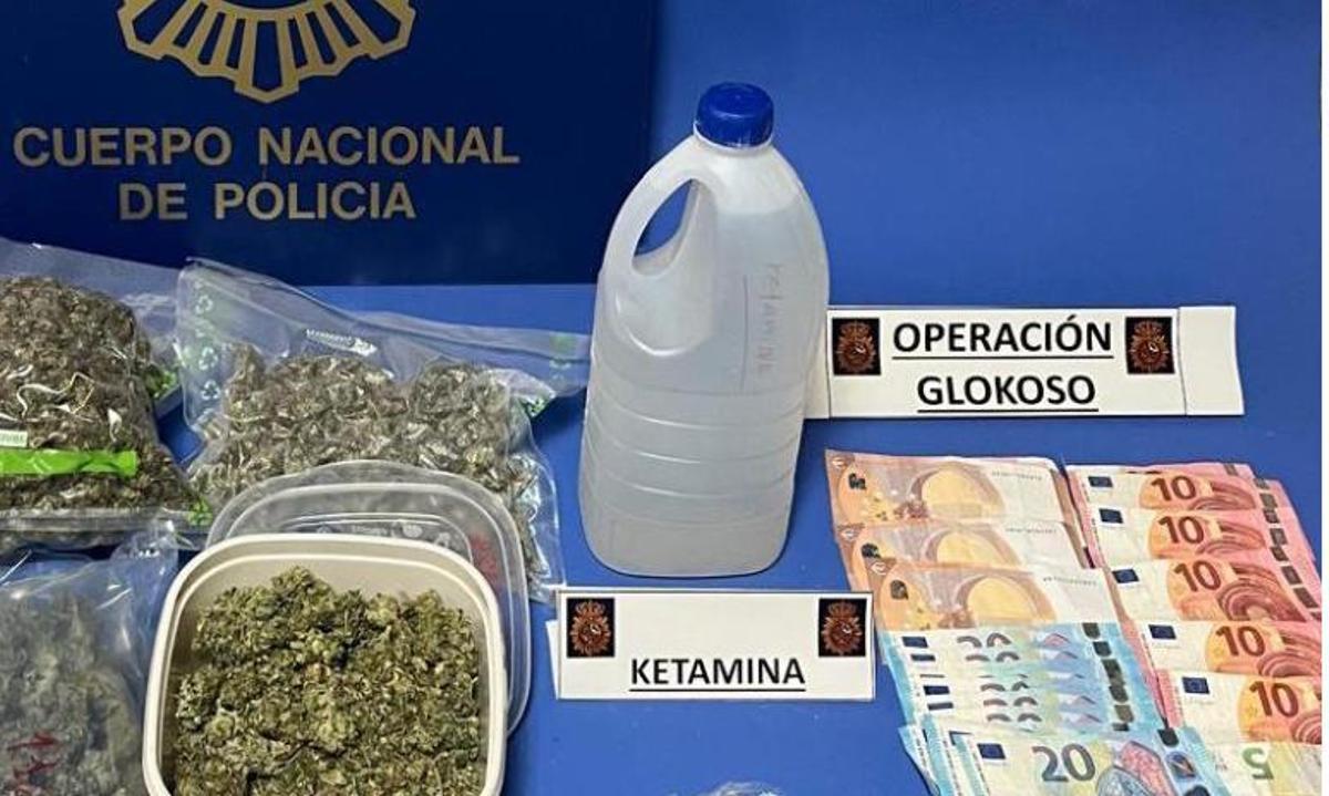 Botella de dos litros de ketamina líquida intervenida en un alijo a narcos en Burgos, el pasado 14 de febrero