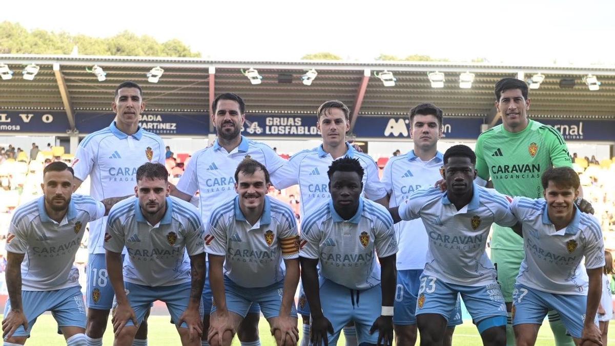 El once del Zaragoza contra la SD Huesca.
