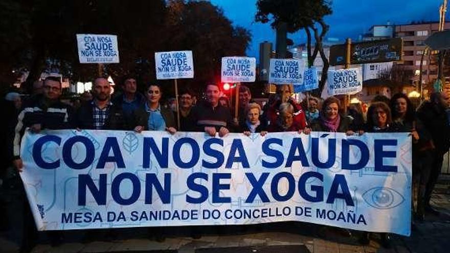 La Mesa da Sanidade de Moaña en la manifestación del jueves.