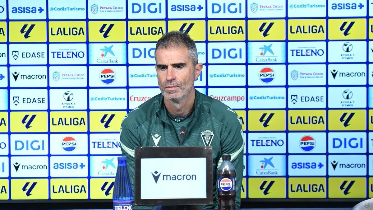 Gaizka Garitano, en su intervención ante los medios previa al encuentro de este domingo en El Arcángel.