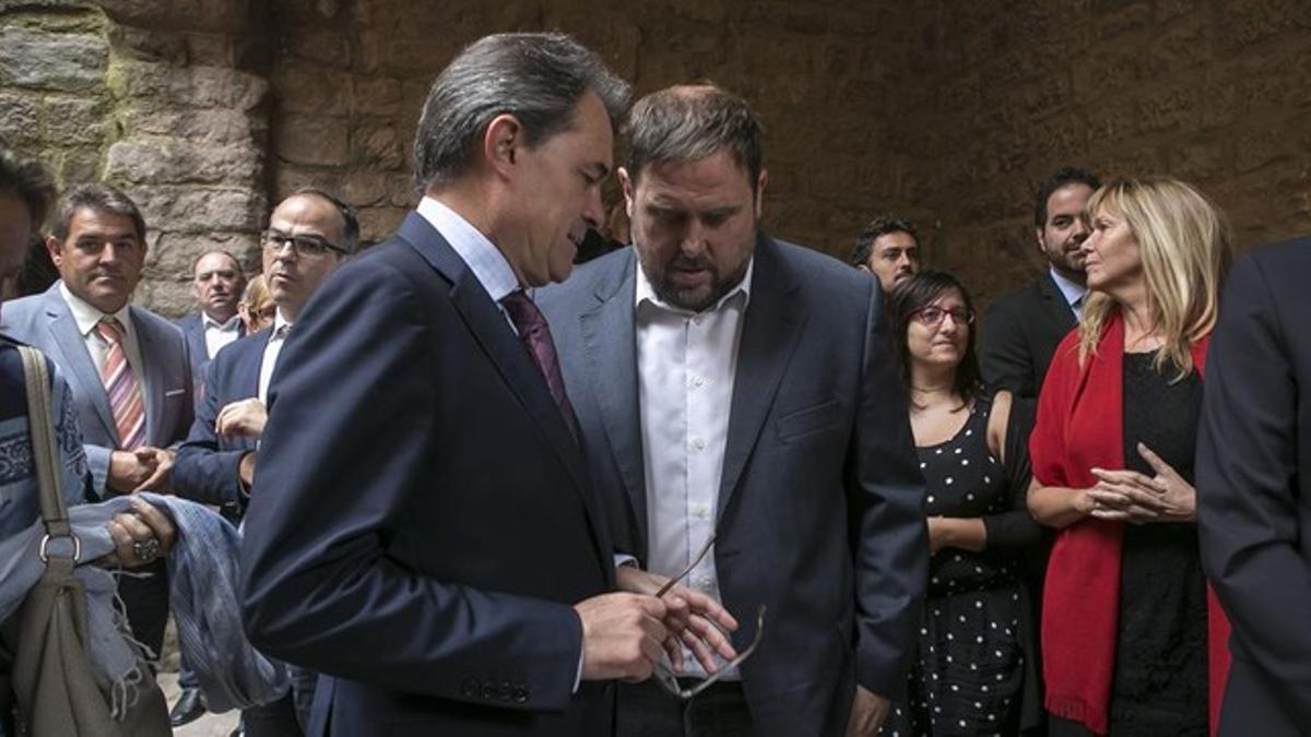 Artur Mas y Oriol Junqueras, juntos en un acto en el Castell de Cardona el 21 de septiembre.