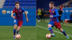 Jandro y Peque, en partidos con el Barça B