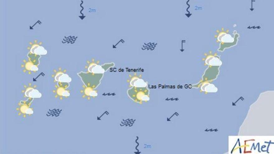 Posibilidad de lluvias débiles este domingo en Canarias