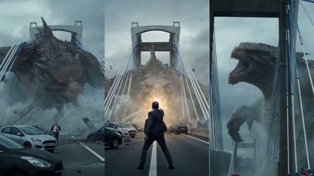 El vídeo, que arrasa en redes, muestra un enfrentamiento en el Puente de rande entre Godzilla y Abel Caballero