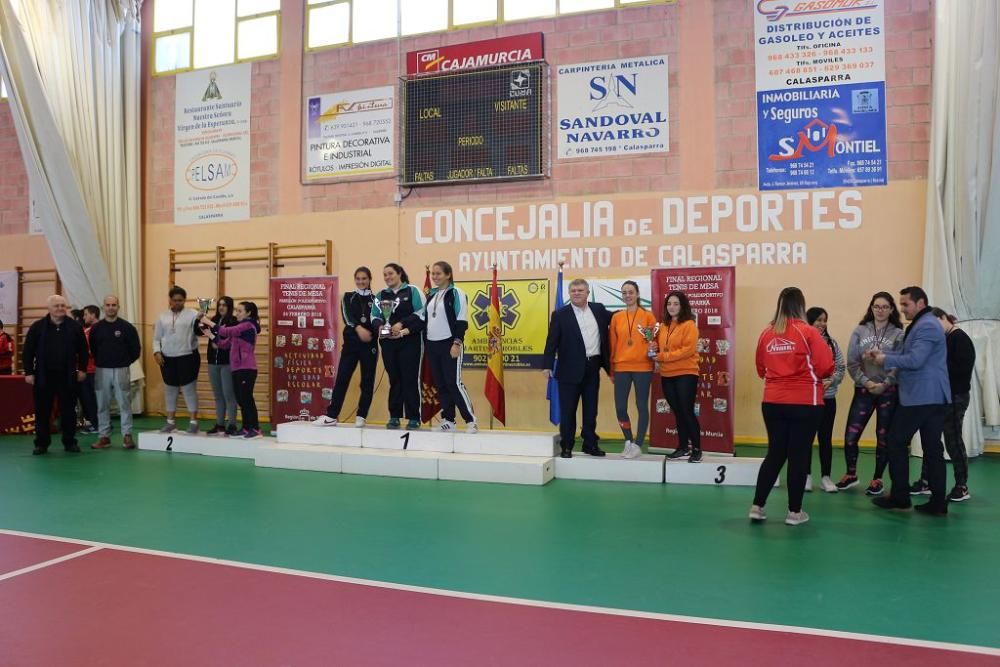 Final regional de tenis de mesa en Calasparra