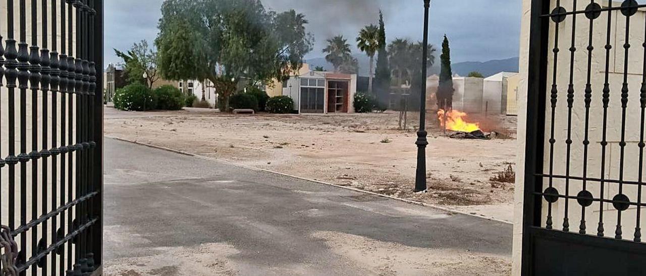 Albatera quema en el cementerio enseres y muebles que recoge en los domicilios