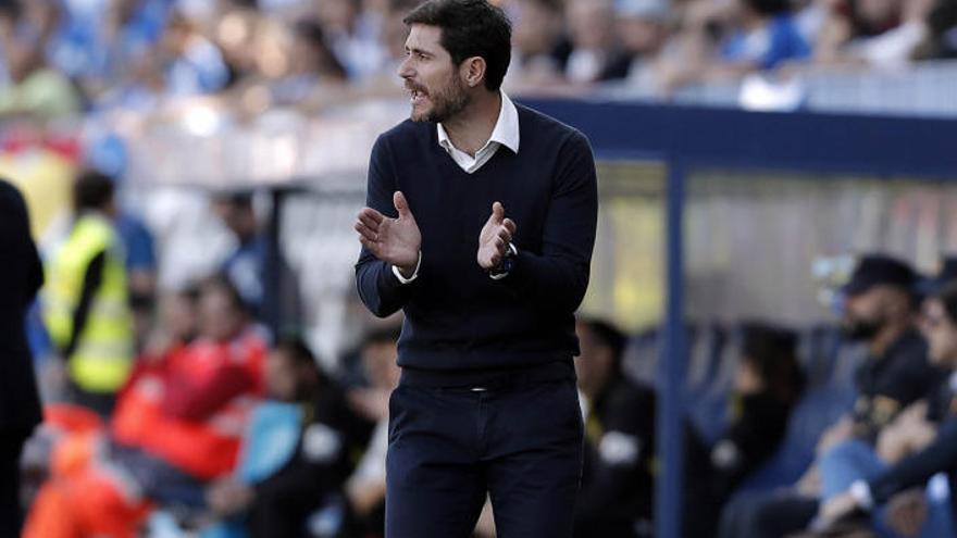 Víctor Sánchez del Amo, durante un encuentro de esta temporada del Málaga CF en La Rosaleda.