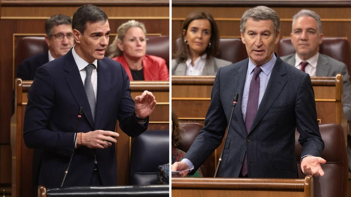 Sánchez y Feijóo durante un debate en el Congreso de los Diputados.