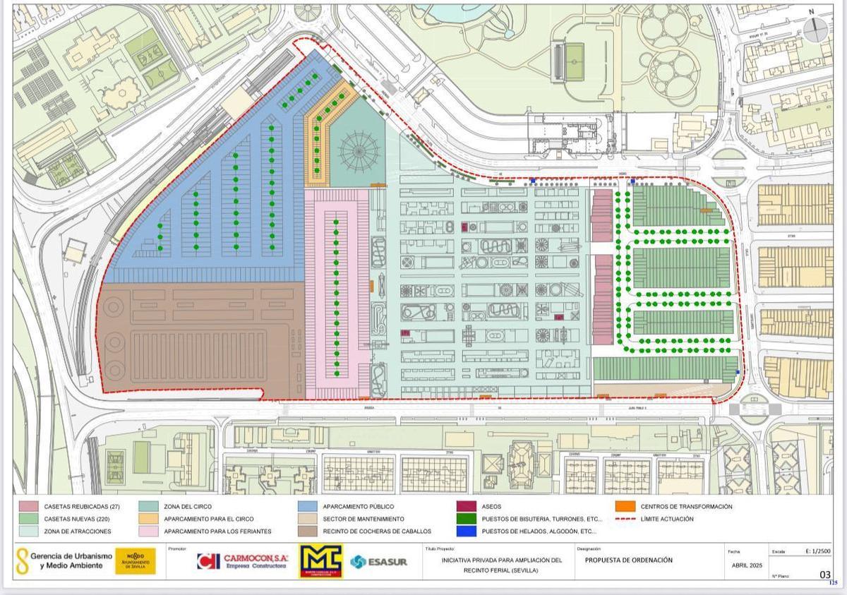 Mapa de la ampliación de la Feria de Sevilla y la redistribución de las casetas
