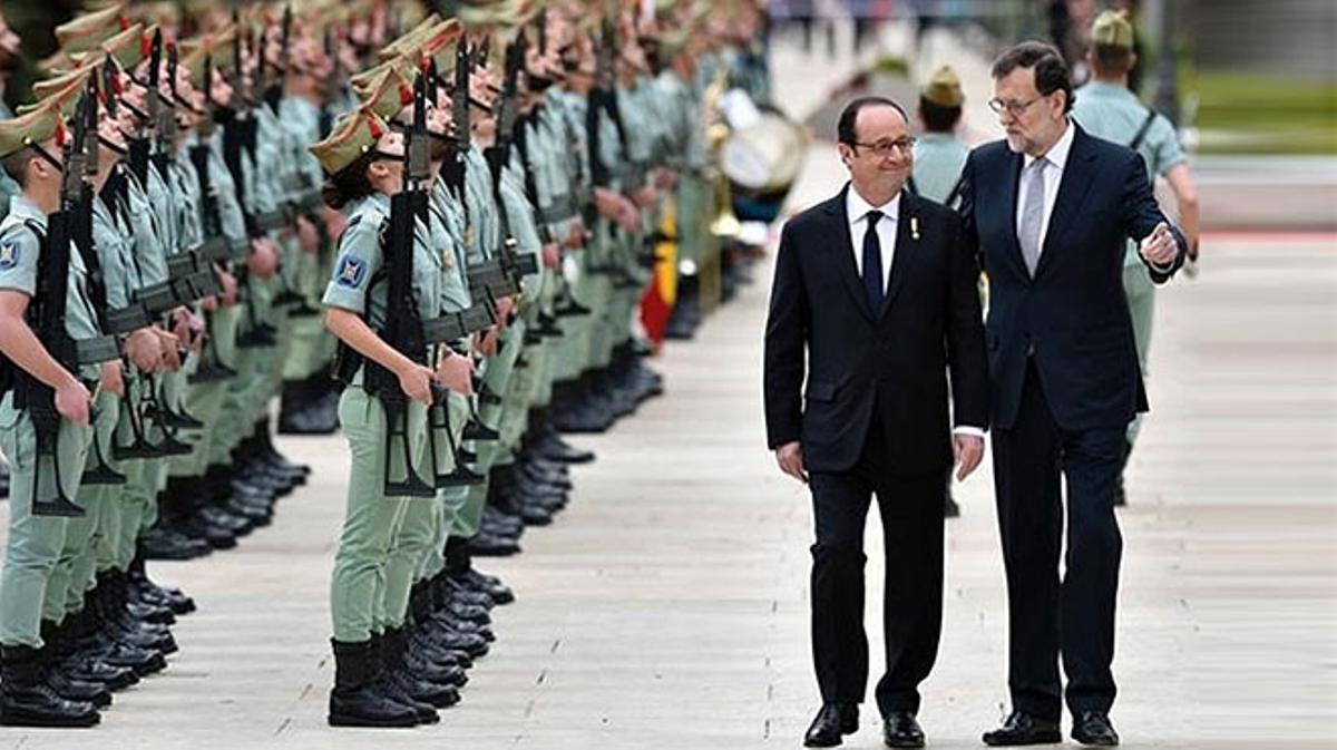El presidente de Francia, François Hollande, y el presidente del Gobierno, Mariano Rajoy, antes de la cumbre bilateral en Málaga.