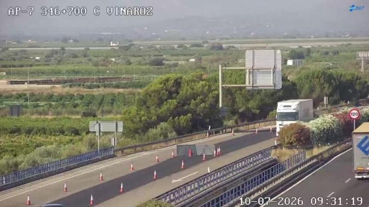 Imagen de la AP-7 en Vinaròs con obras
