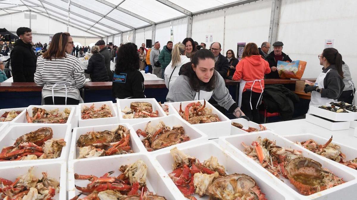 Colas para entrar: así fue la Festa da Centola en el puerto de Lorbé