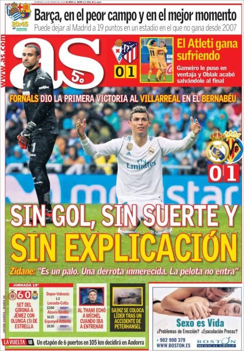 Portadas domingo 14 de enero de 2018