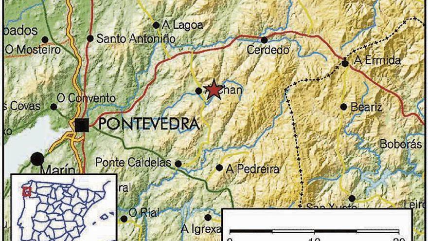 Mapa que muestra el epicentro de uno de los seísmos. // IGN