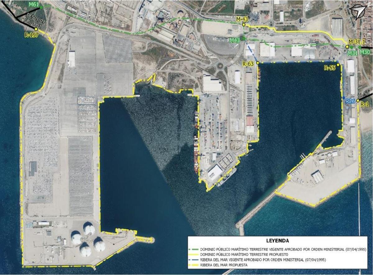 Nuevos límites del puerto comercial de Sagunt.