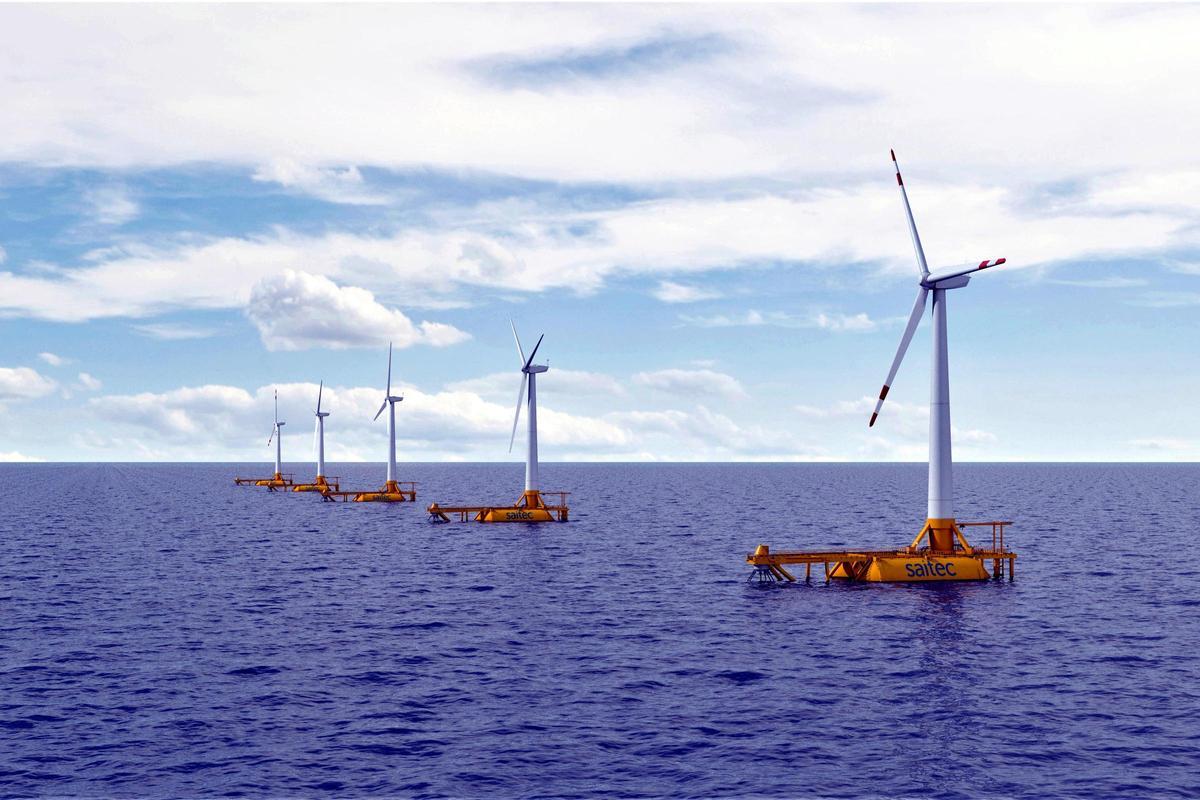 Recreació del parc eòlic marí al golf de Roses.